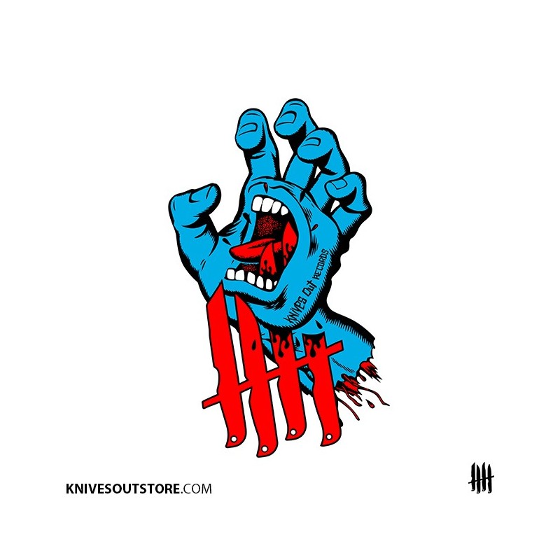 KNVZ "Screaming Hand" Tribute die-cut vinyl Sticker • Blue