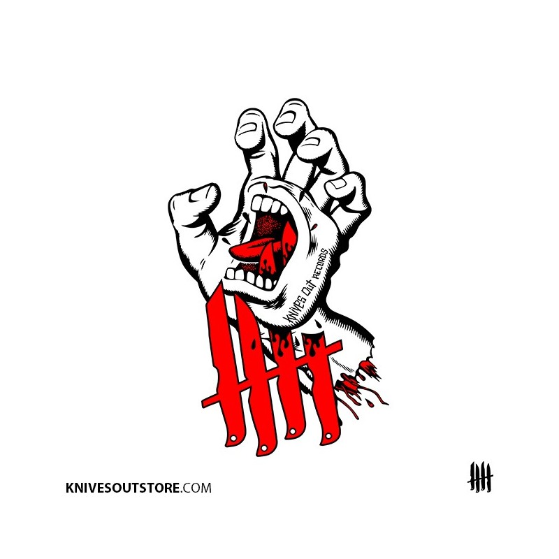 KNVZ "Screaming Hand" Tribute die-cut vinyl Sticker • White