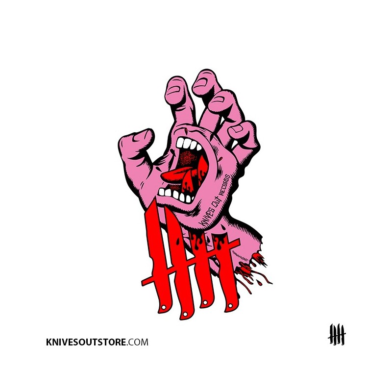 KNVZ "Screaming Hand" Tribute die-cut vinyl Sticker • Pink