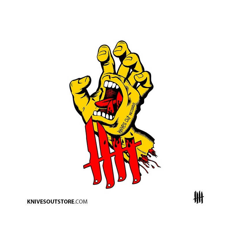 KNVZ "Screaming Hand" Tribute die-cut vinyl Sticker • Yellow