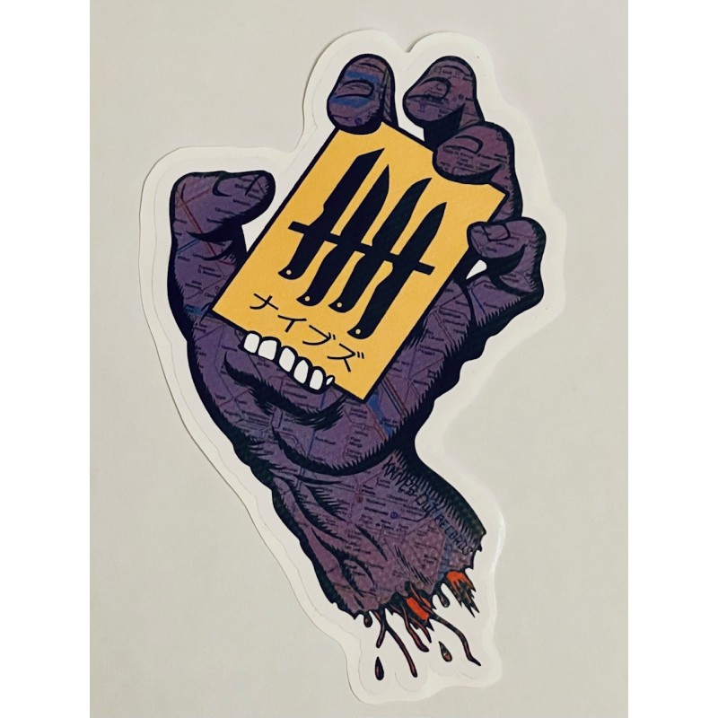 KNVZ "Screaming Hand" Tribute die-cut dot vinyl Sticker • Paris Subway • Violet & Red