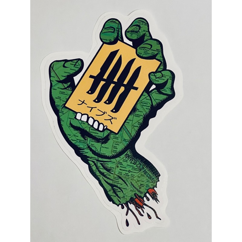 KNVZ "Screaming Hand" Tribute die-cut dot vinyl Sticker • Paris Subway • Green & Red