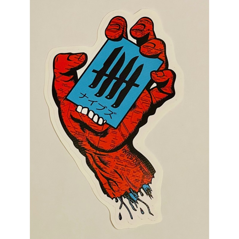 KNVZ "Screaming Hand" Tribute die-cut dot vinyl Sticker • Paris Subway • Red