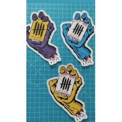 KNVZ "Screaming Hand" Tribute die-cut dot vinyl Sticker • Paris Subway • Violet & Red